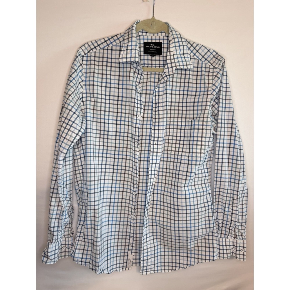 Rodd & Gunn Shirt Mens S Blue Gingham Plaid Sports Fit Long Sleeve Button Down